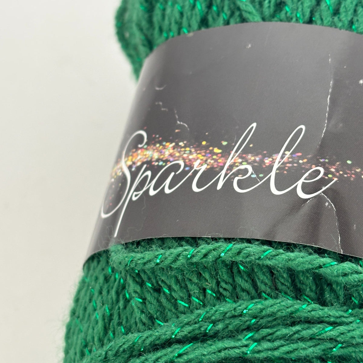Mary Maxim Starlette Emerald Sparkle Yarn Skein Green Metallic Worsted Knitting