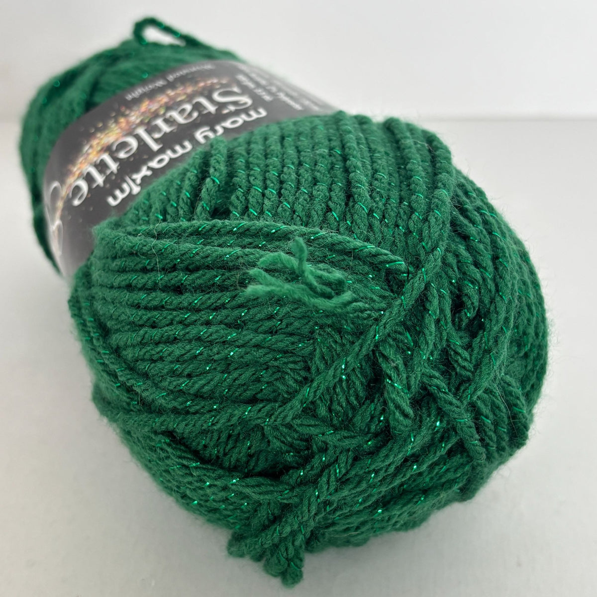 Mary Maxim Starlette Emerald Sparkle Yarn Skein Green Metallic Worsted Knitting
