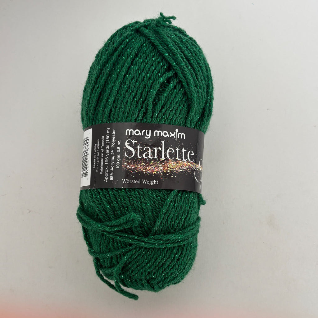 Mary Maxim Starlette Emerald Sparkle Yarn Skein Green Metallic Worsted Knitting