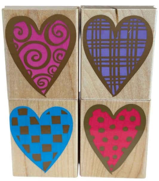Hero Arts Rubber Stamps Heart Graphics Spiral Dot Plaid Checkerboard Card Making