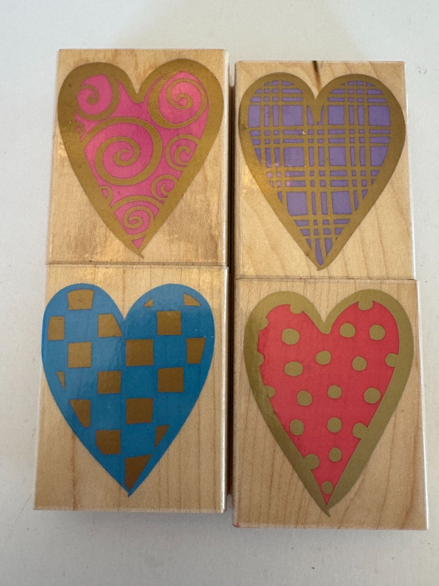 Hero Arts Rubber Stamps Heart Graphics Spiral Dot Plaid Checkerboard Card Making