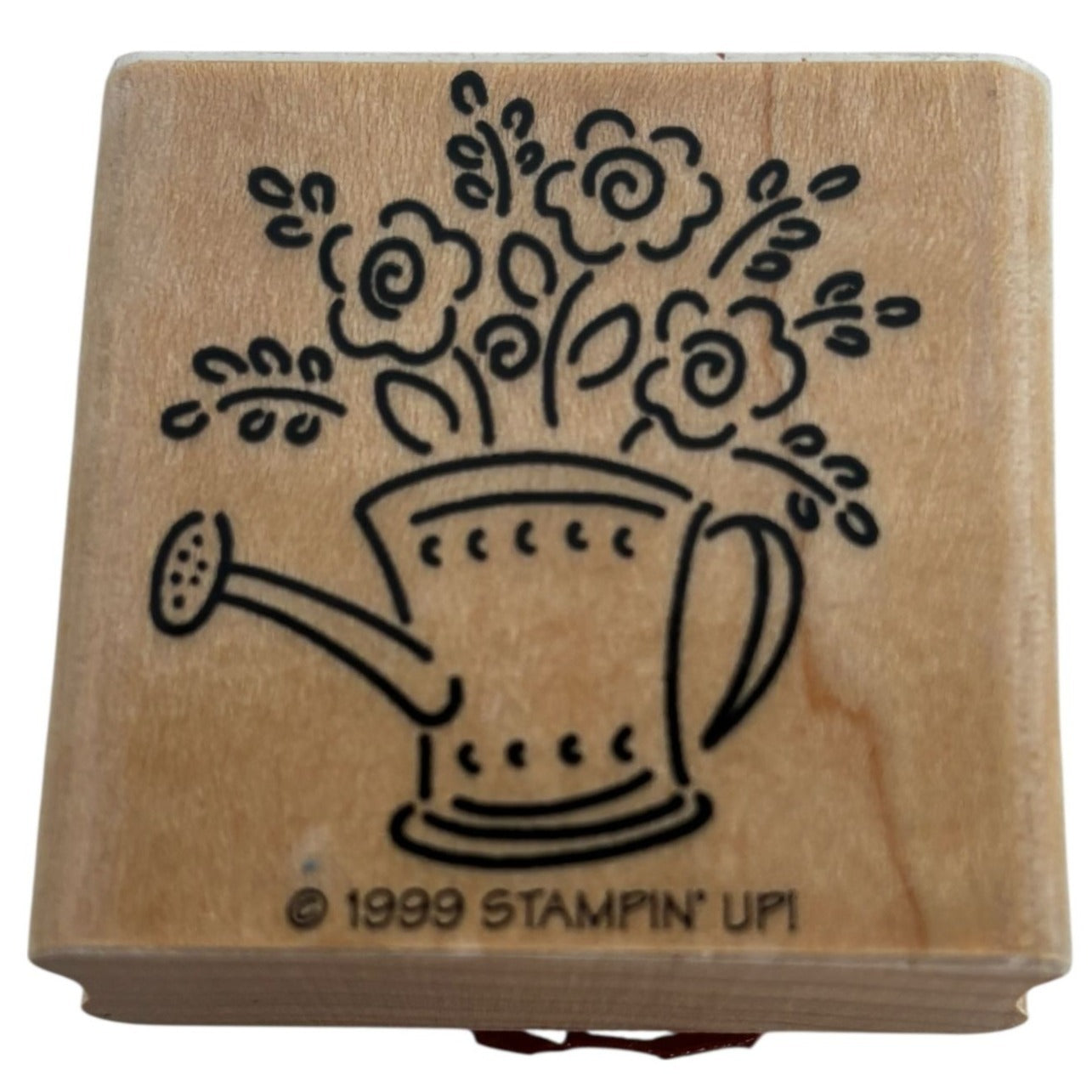 Stampin Up Wood Rubber Stamp Watering Can Flowers Spring Garden Card Making Art