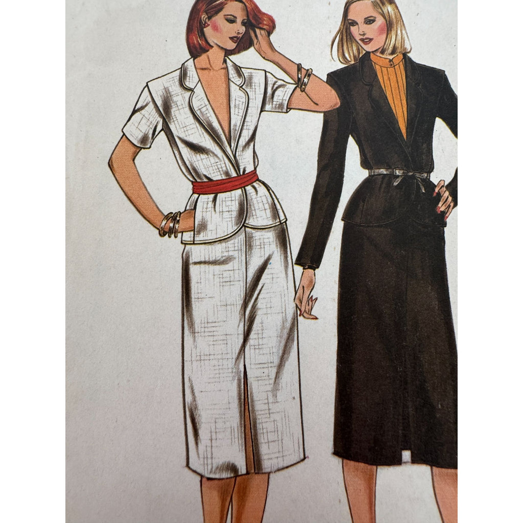Butterick Sewing Pattern 3037 Jacket Blazer Skirt Outfit Work Size 12 1980s UC