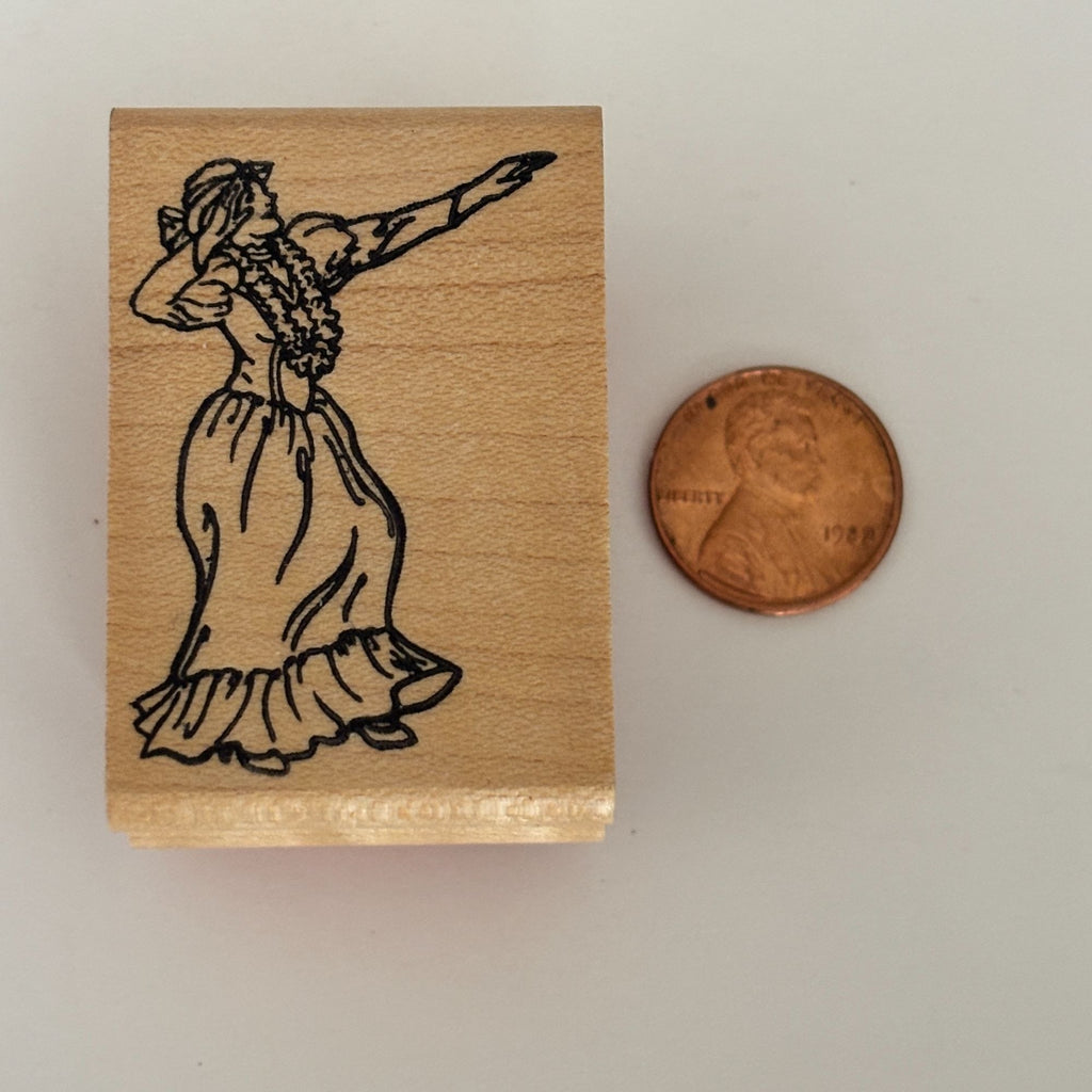 Stampettes Rubber Stamp Hawaiian Hula Dancer Dancing Hawaii Vacation Cardmaking Travel Wood Mounted