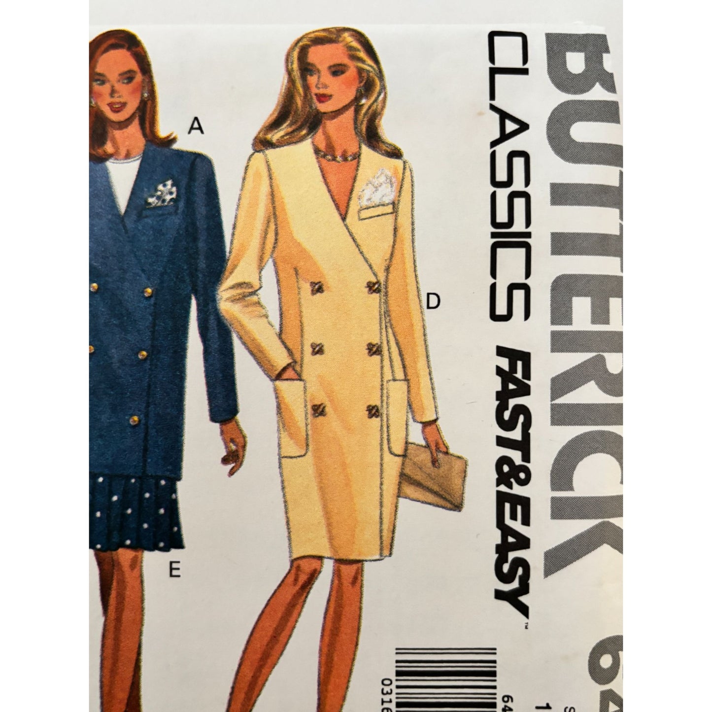Butterick Sewing Pattern 6472 Minimalist Dress Suit Blazer Capsule 90s 18-22 Uncut