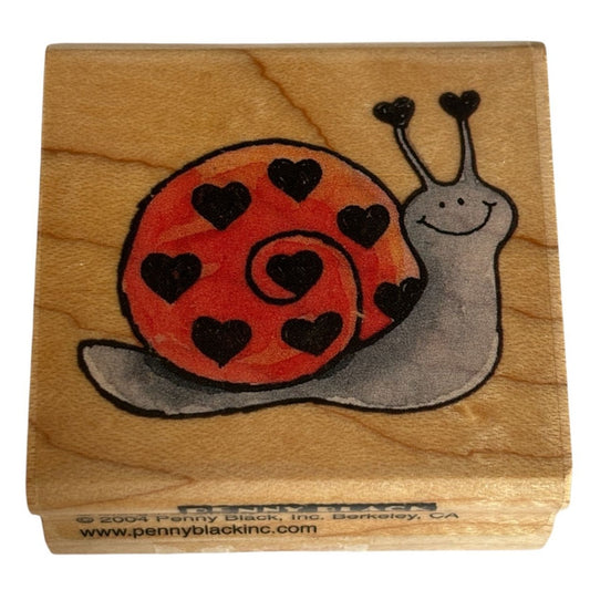 Penny Black Wood Mounted Rubber Stamp Heart Snail Smile Card Making Love 3099F