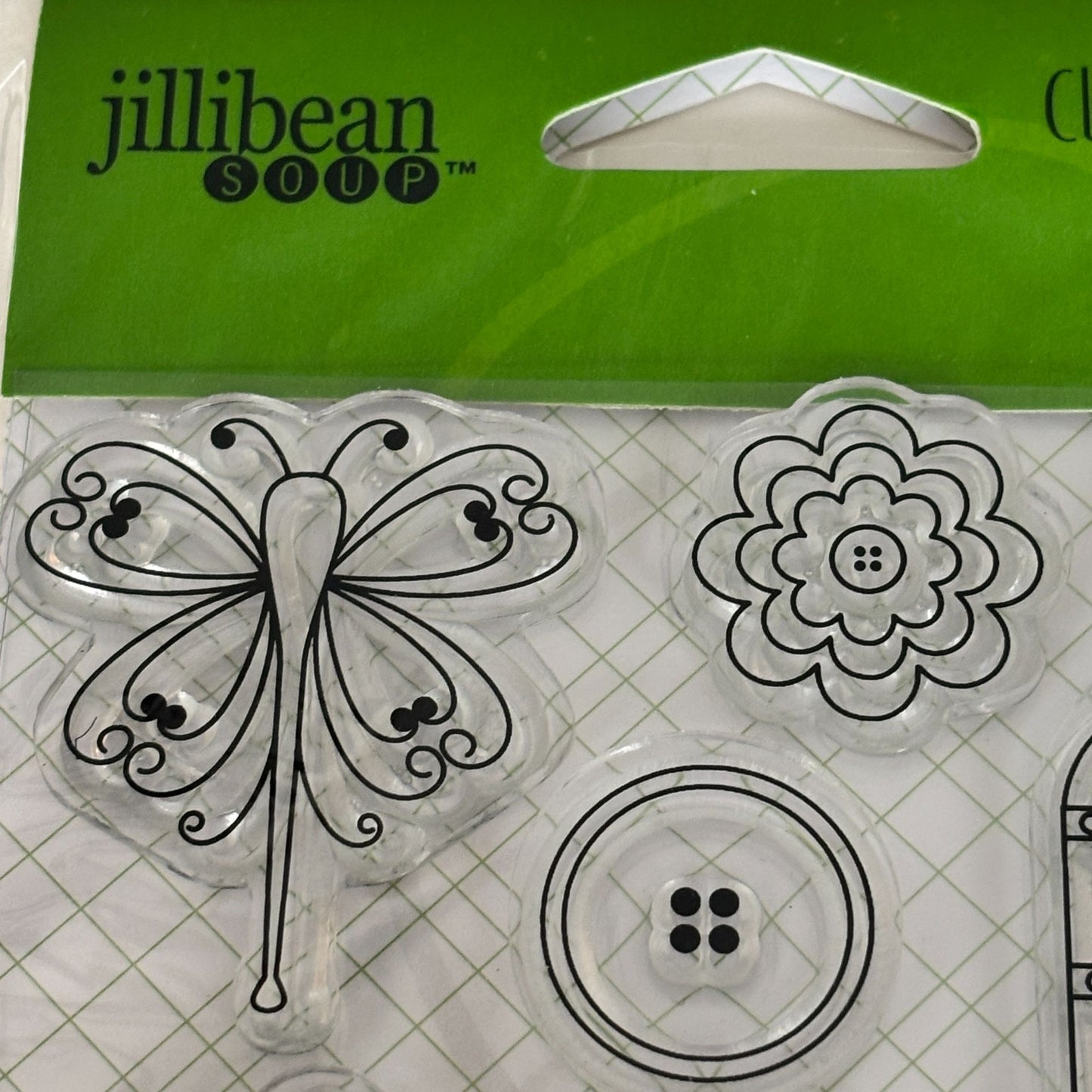 Jillibean Soup Clear Stamps Handmade By Gift Tag Words Butterfly Birdcage Button Bird Words