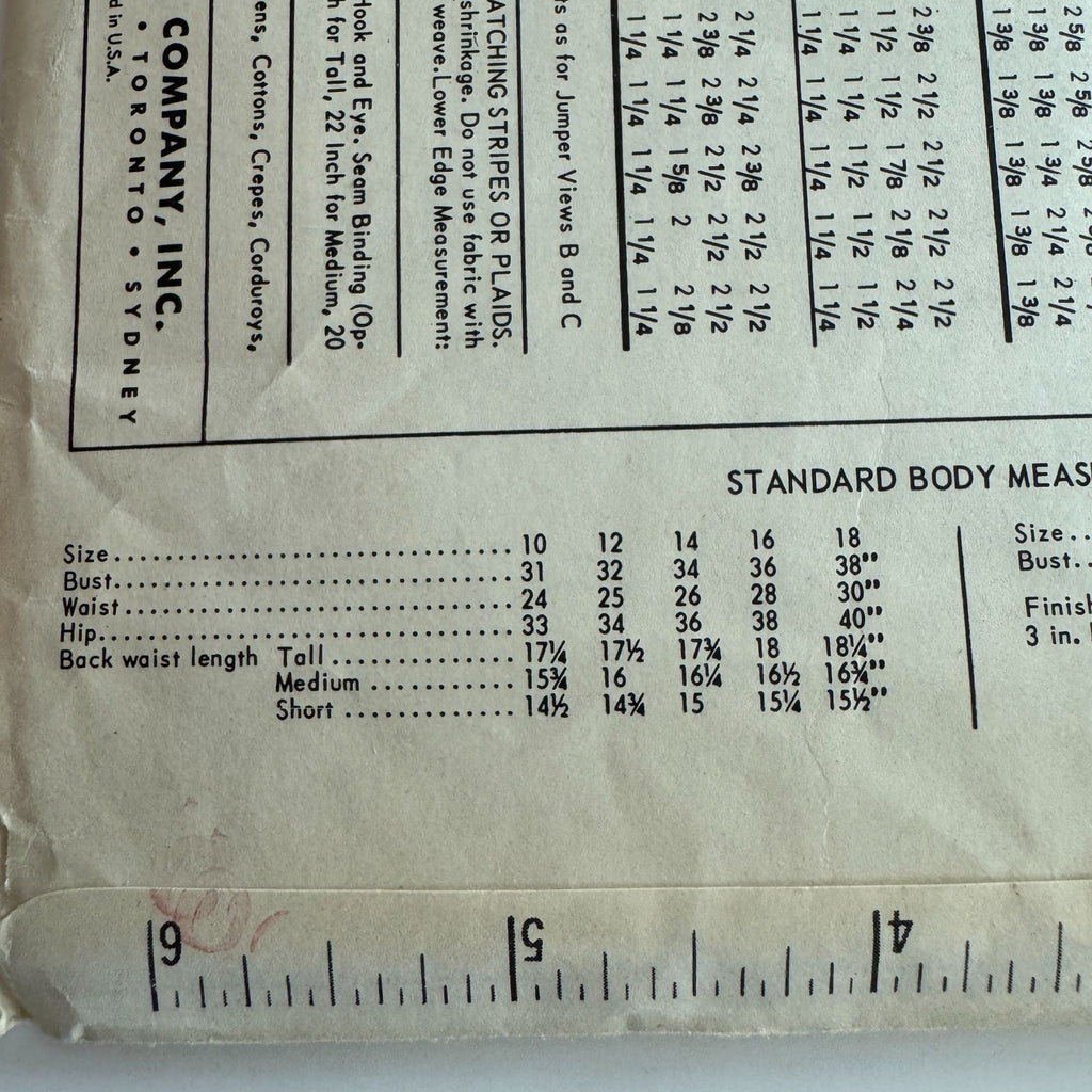 Butterick Sewing Pattern 3114 Womens Proportioned Jumper 16 Bust 36 Vintage UC