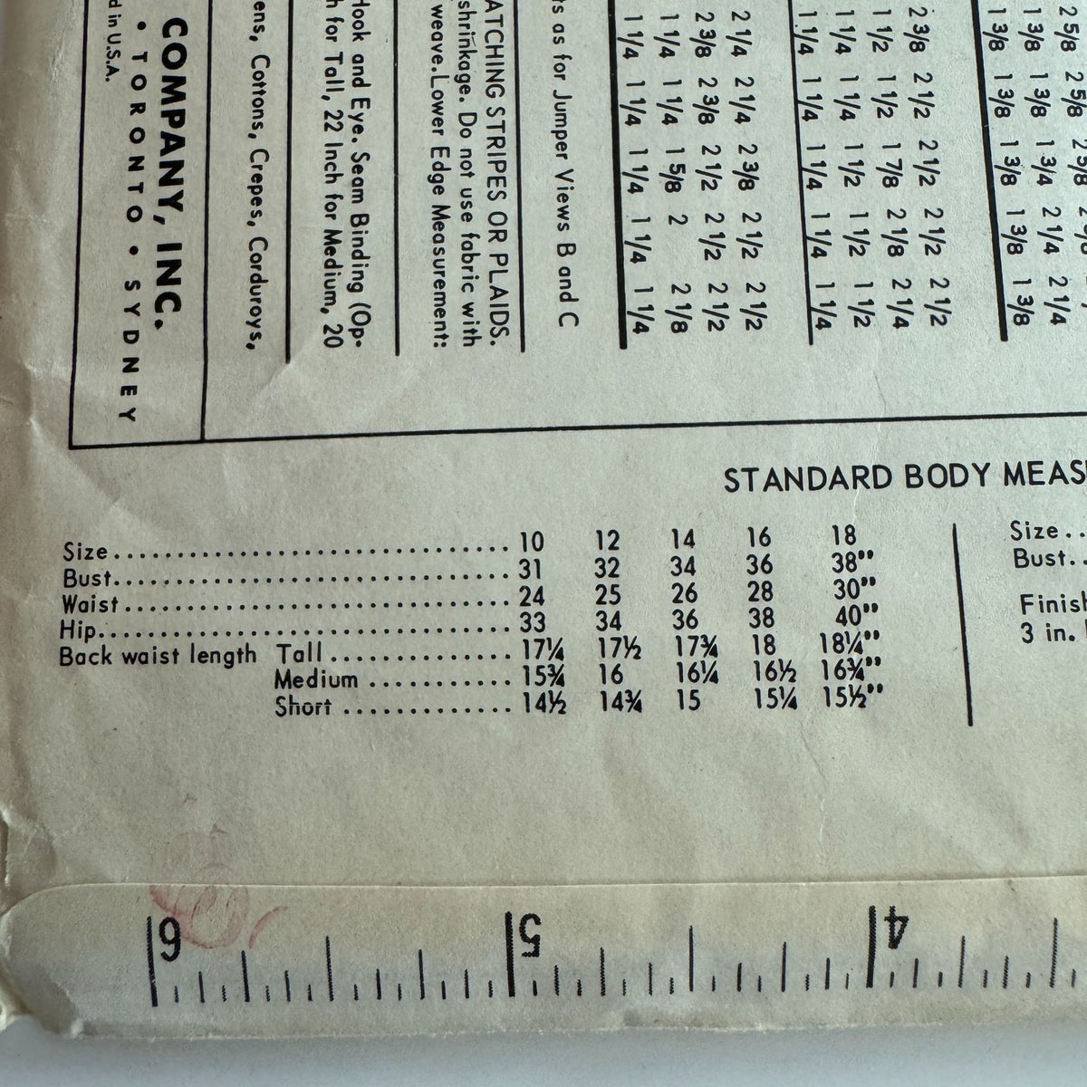Butterick Sewing Pattern 3114 Womens Proportioned Jumper 16 Bust 36 Vintage UC
