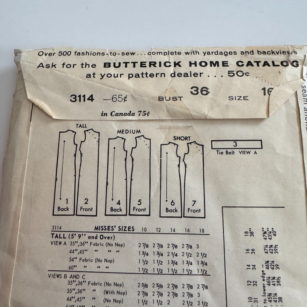 Butterick Sewing Pattern 3114 Womens Proportioned Jumper 16 Bust 36 Vintage UC