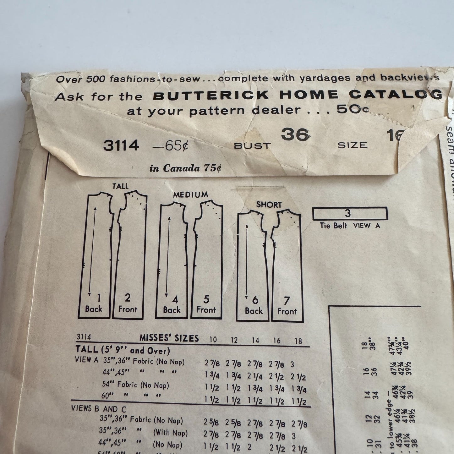 Butterick Sewing Pattern 3114 Womens Proportioned Jumper 16 Bust 36 Vintage UC