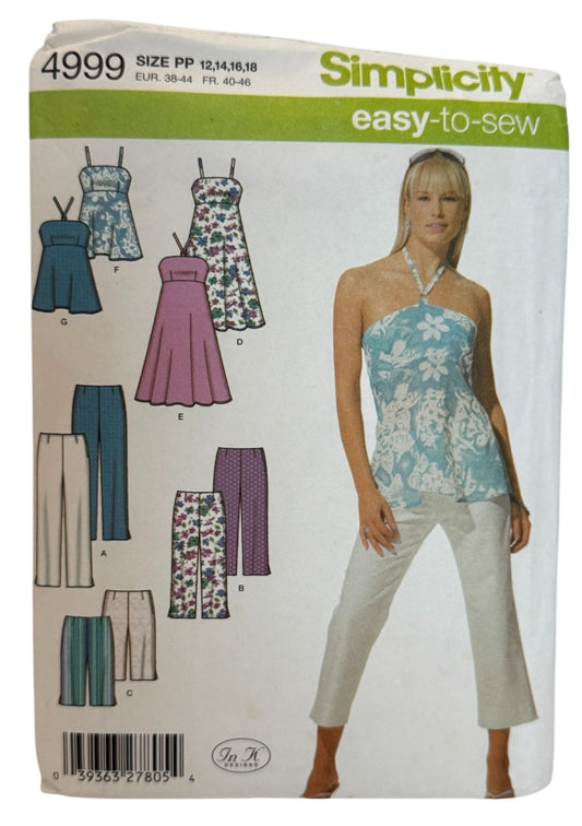 Simplicity Sewing Pattern 4999 Easy to Sew Pants Shorts Dress Top Outfit 12-18