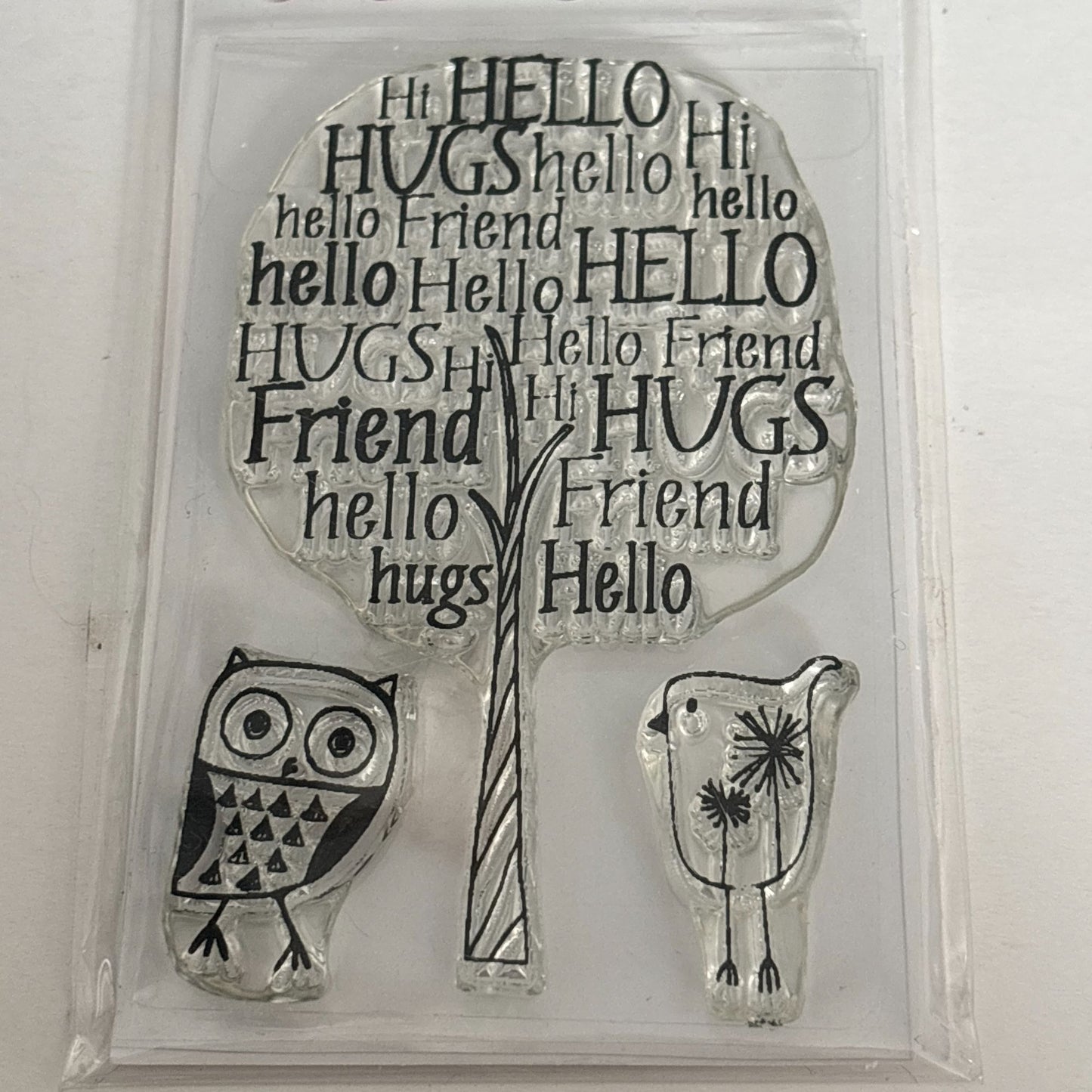 Hero Arts Sparkle Clear Hello Tree Stamps With Gem Embellishments For Scrapbooking & Cardmaking Photopolymer