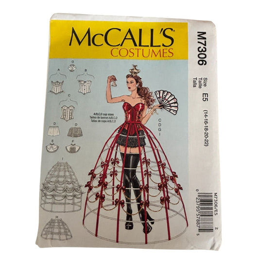 McCalls Sewing Pattern M7306 Costume Corset Hoop Skirt Victorian Fantasy 14-22 Uncut Crown