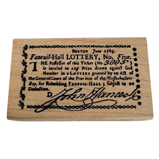 Renaissance Art Rubber Stamp John Hancock Faneuil Hall Lottery Boston MA History