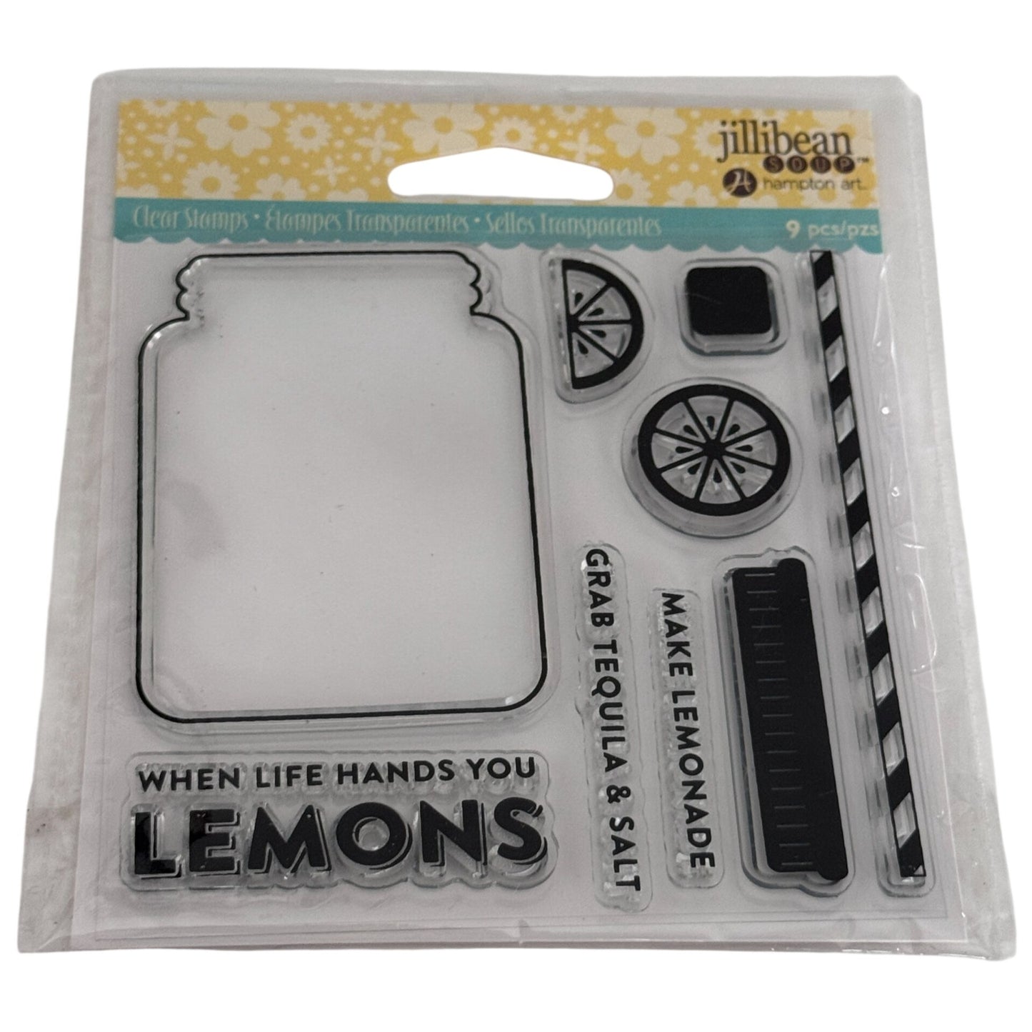 Hampton Art Jillibean Soup Clear Stamps Lemon Mason Jar Lemonade Summer Drink Straw Cardmaking