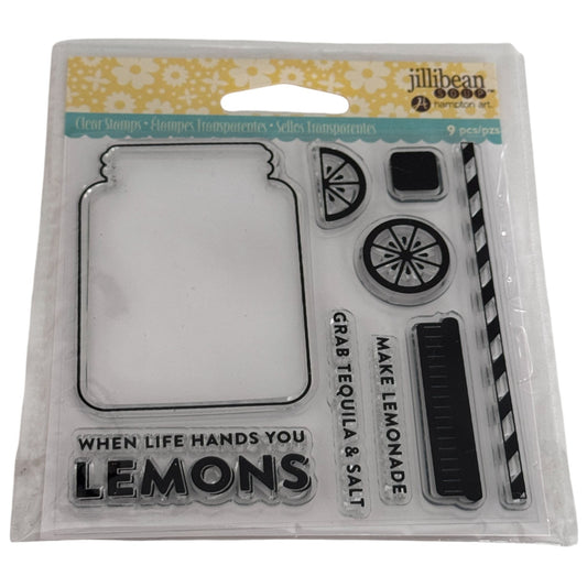 Hampton Art Jillibean Soup Clear Stamps Lemon Mason Jar Lemonade Summer Drink Straw Cardmaking