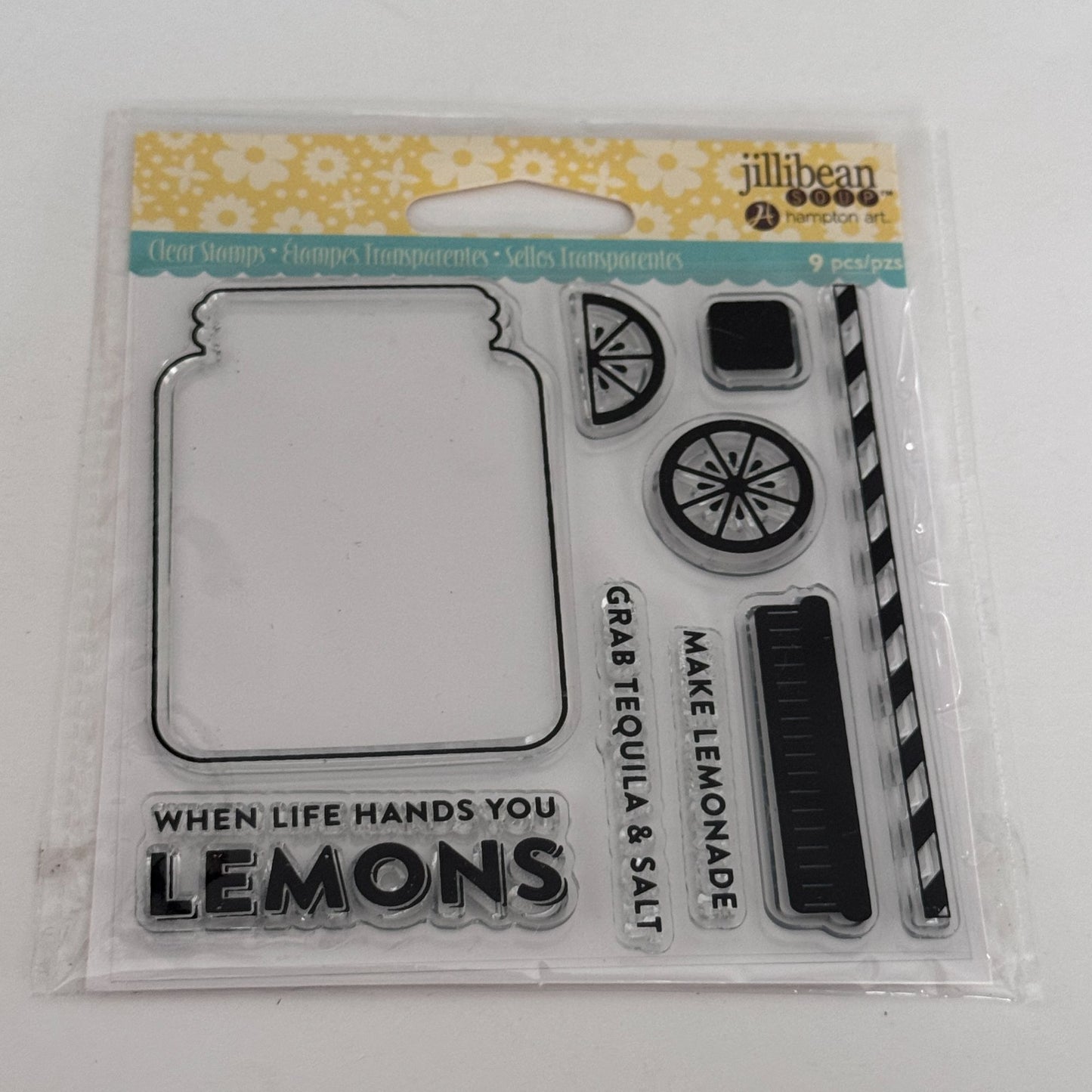 Hampton Art Jillibean Soup Clear Stamps Lemon Mason Jar Lemonade Summer Drink Straw Cardmaking