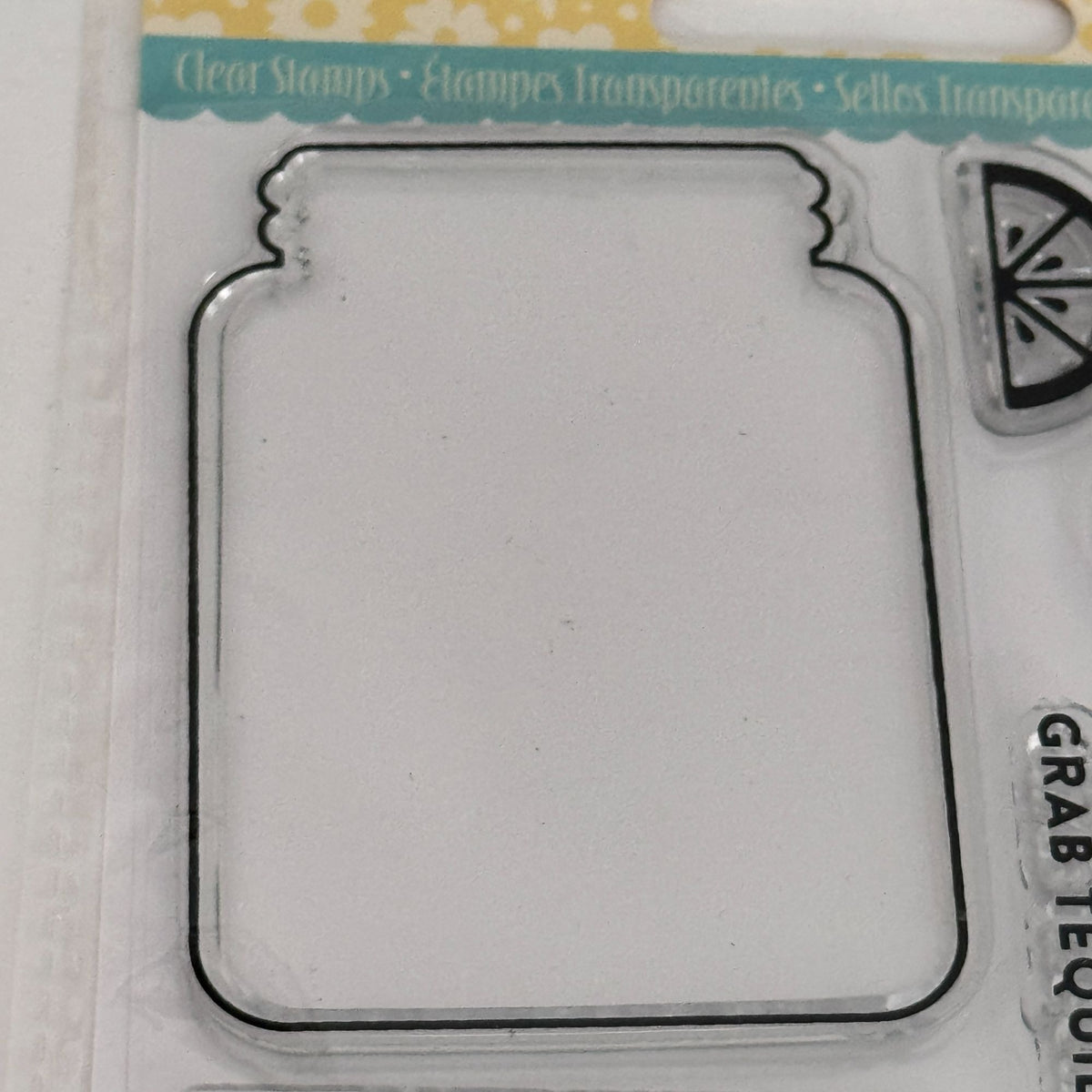 Hampton Art Jillibean Soup Clear Stamps Lemon Mason Jar Lemonade Summer Drink Straw Cardmaking