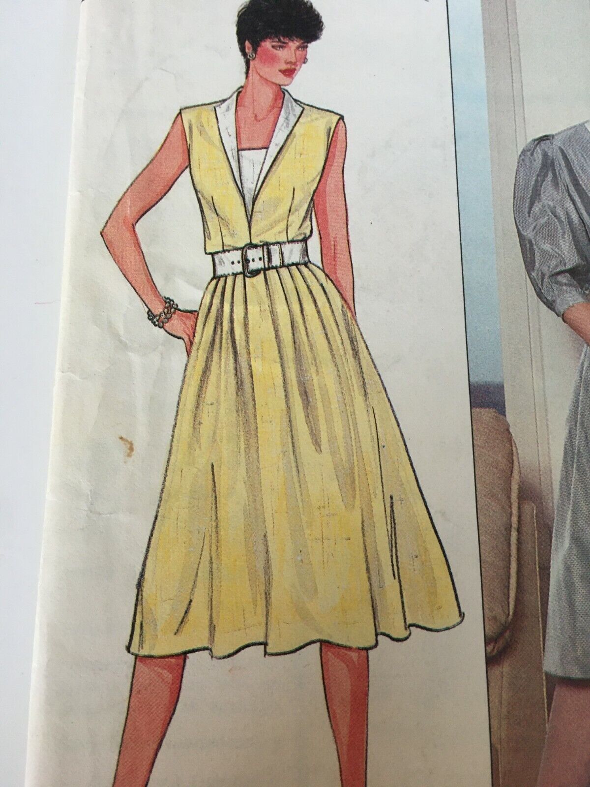 Butterick Sewing Pattern 4834 Flared Dress Career 14 Retro 1980s Vintage Uncut