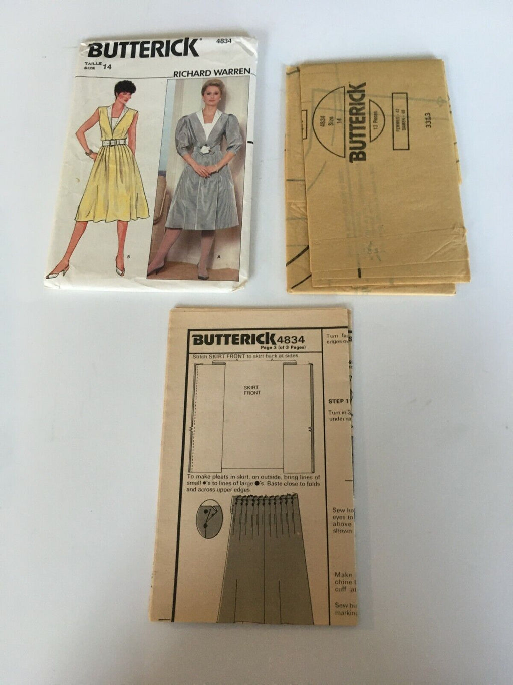 Butterick Sewing Pattern 4834 Flared Dress Career 14 Retro 1980s Vintage Uncut