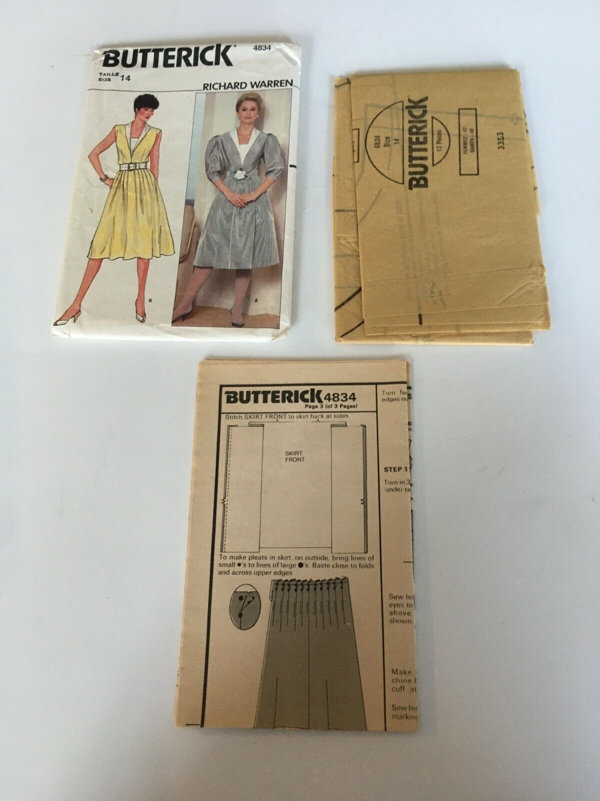 Butterick Sewing Pattern 4834 Flared Dress Career 14 Retro 1980s Vintage Uncut