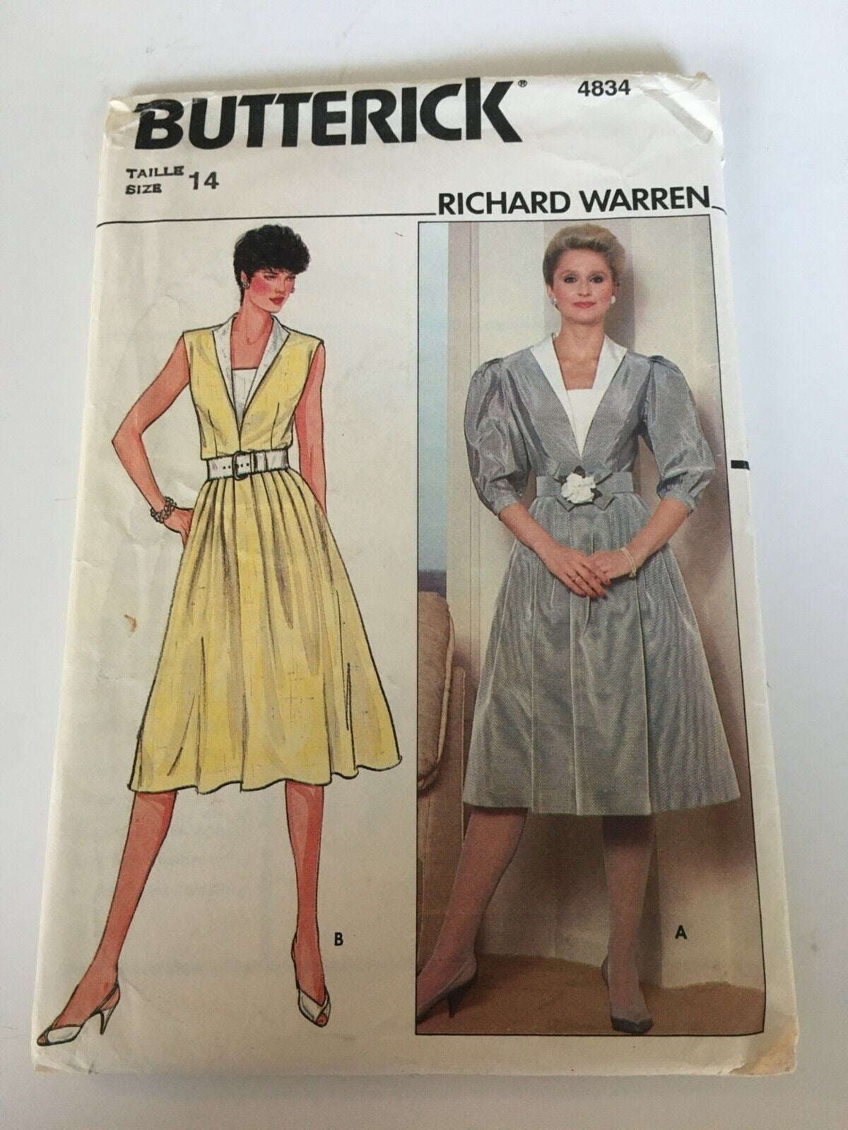 Butterick Sewing Pattern 4834 Flared Dress Career 14 Retro 1980s Vintage Uncut