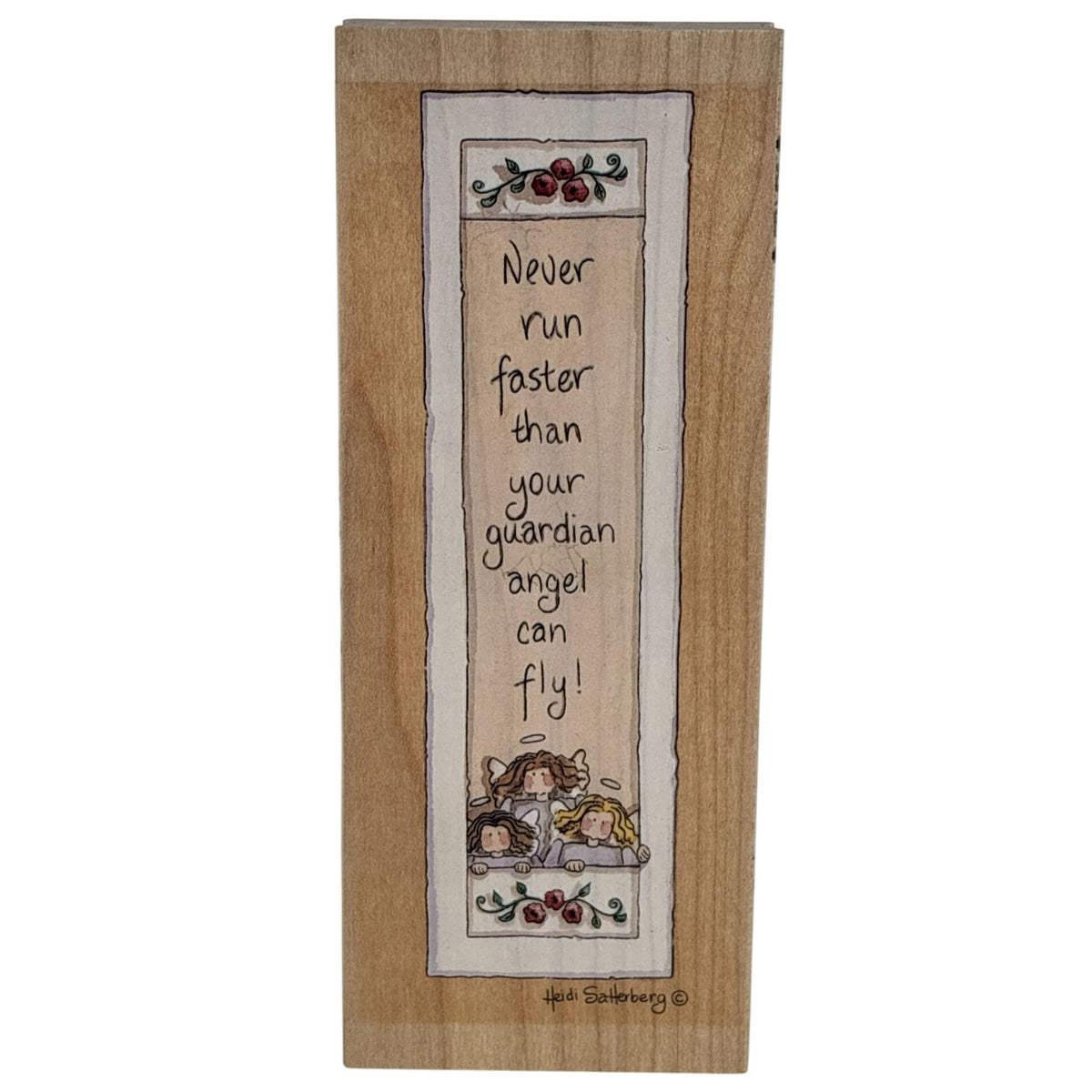 Stamps Happen Rubber Stamp Funny Never Run Faster Than Your Guardian Angel Words
