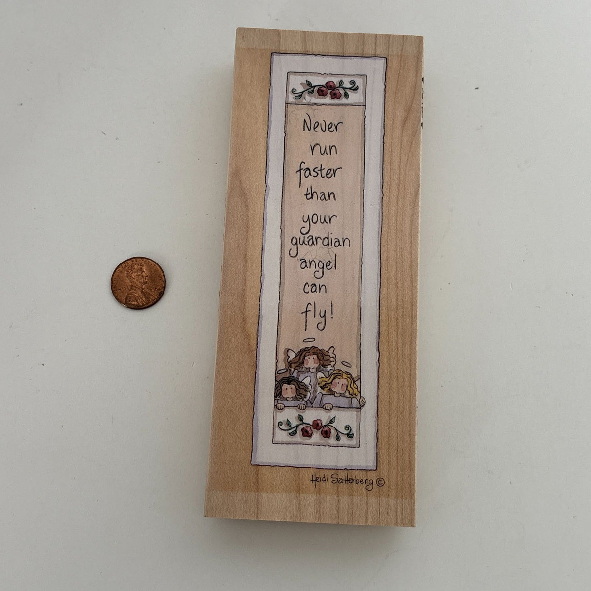 Stamps Happen Rubber Stamp Funny Never Run Faster Than Your Guardian Angel Words