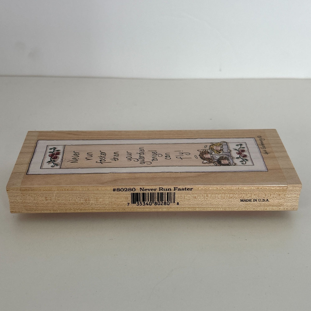 Stamps Happen Rubber Stamp Funny Never Run Faster Than Your Guardian Angel Words