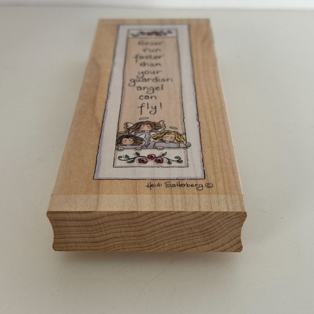 Stamps Happen Rubber Stamp Funny Never Run Faster Than Your Guardian Angel Words