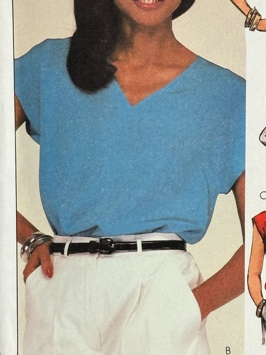 McCalls Sewing Pattern 9507 Pullover Top Shirt Blouse Easy 1980s 14 16 Uncut