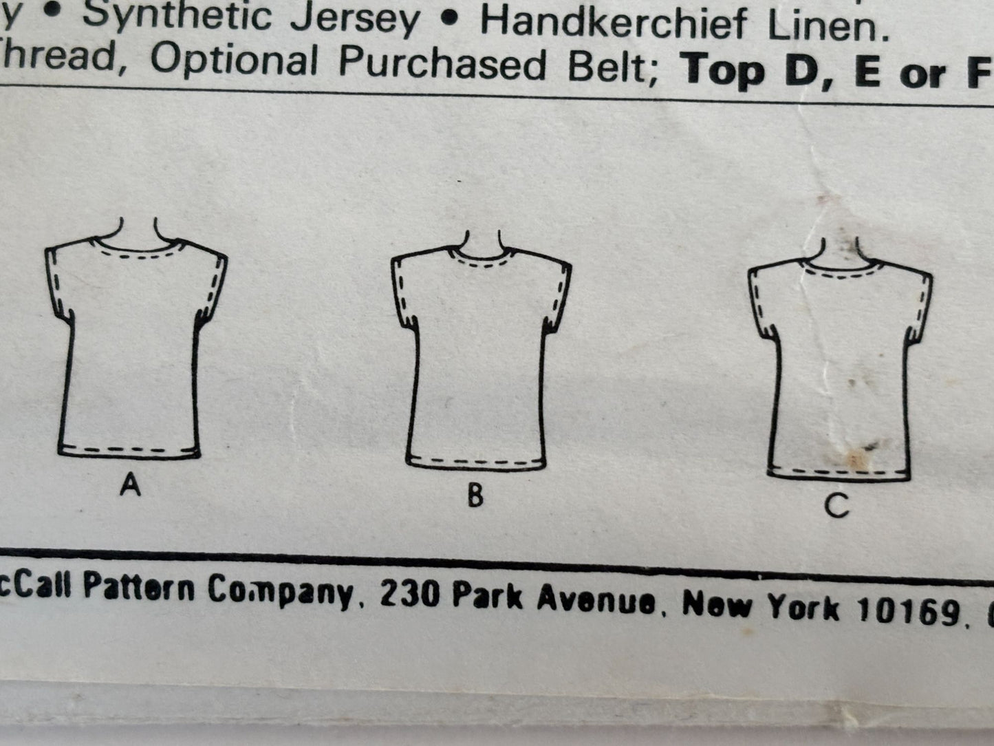McCalls Sewing Pattern 9507 Pullover Top Shirt Blouse Easy 1980s 14 16 Uncut
