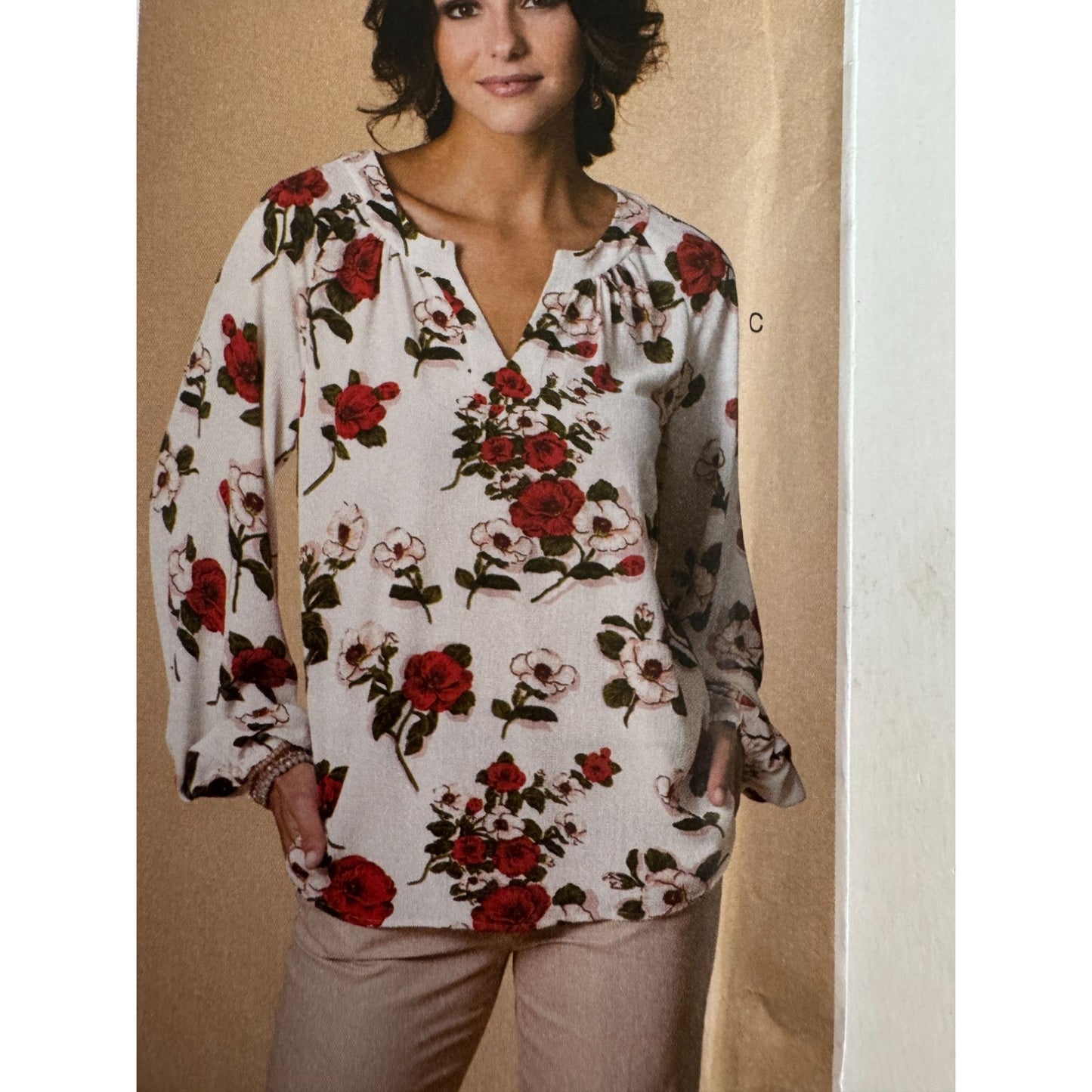 Butterick B6632 Boho Peasant Blouse Sewing Pattern Uncut Tunic Raglan Sleeve Top 14-22