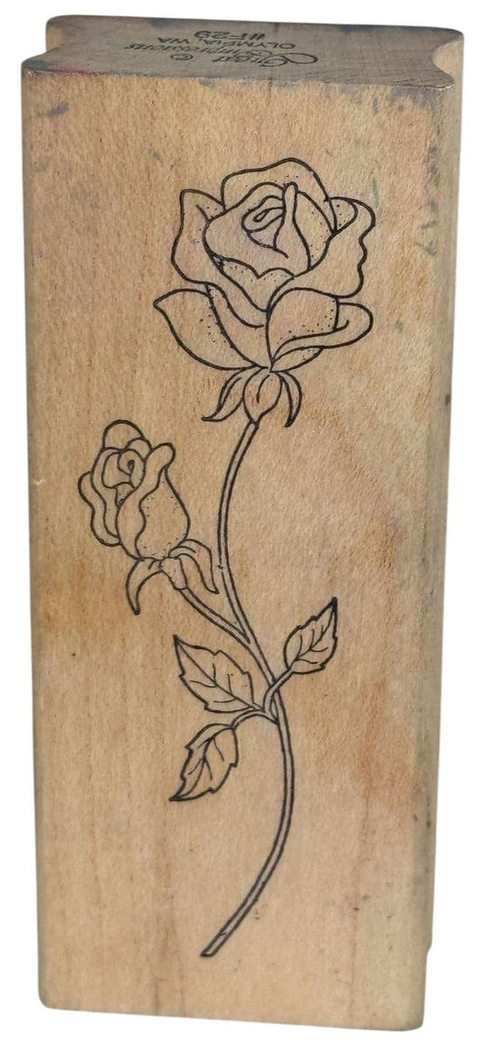 Great Impressions Rubber Stamp Rose Long Stemmed Flower Love Valentines Day Card