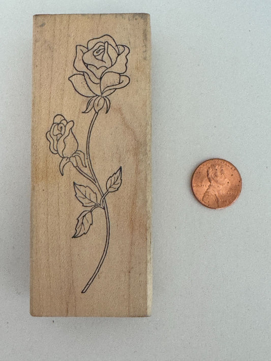 Great Impressions Rubber Stamp Rose Long Stemmed Flower Love Valentines Day Card