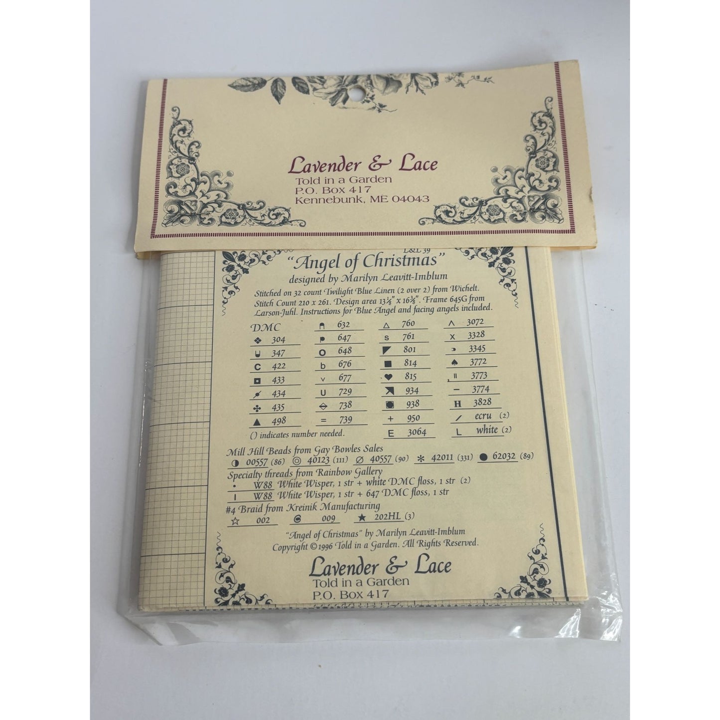 Lavender and Lace Cross Stitch Pattern Angel of Christmas Victorian Holidays