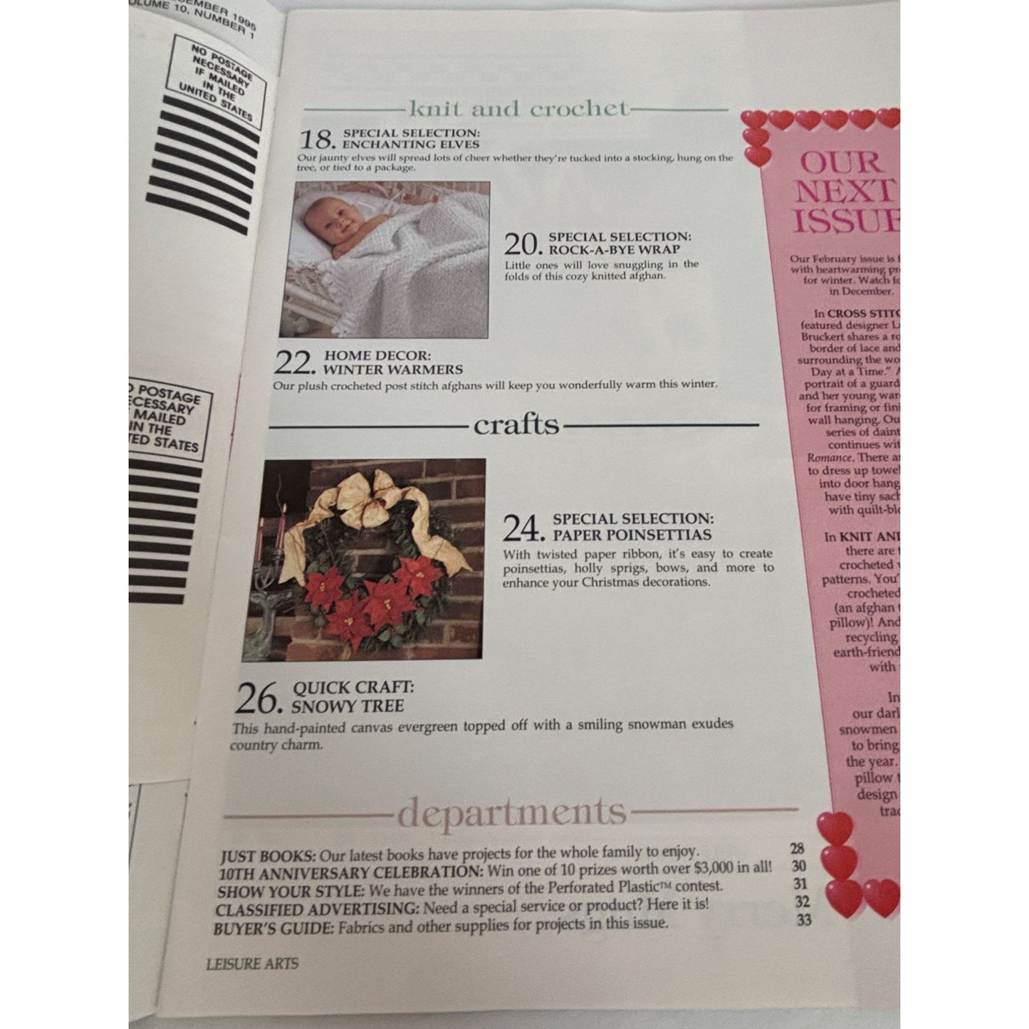 Leisure Arts The Magazine December 1995 Santa Cross Stitch Craft Project Pattern