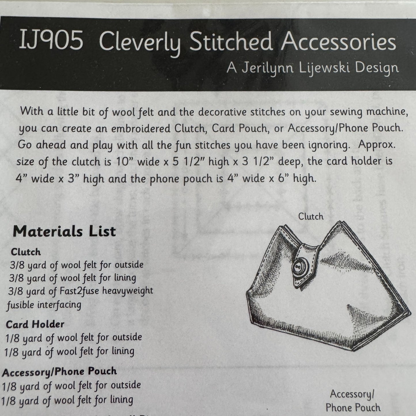 Indygo Junction Sewing Pattern IJ905 Cleverly Stitched Cases Clutch Phone Pouch