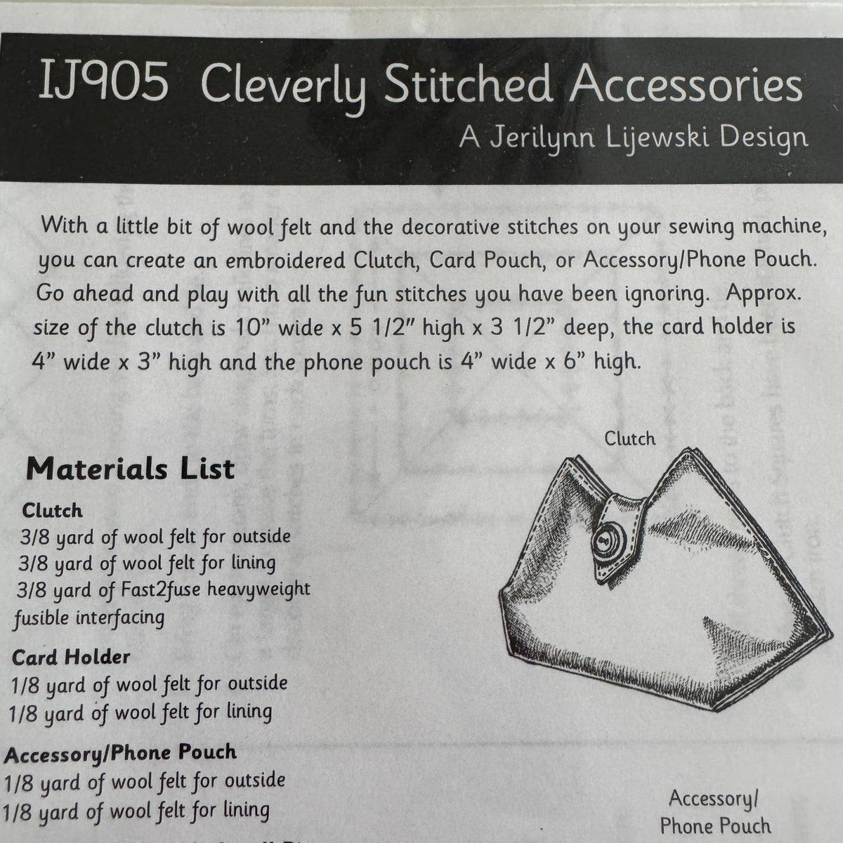 Indygo Junction Sewing Pattern IJ905 Cleverly Stitched Cases Clutch Phone Pouch