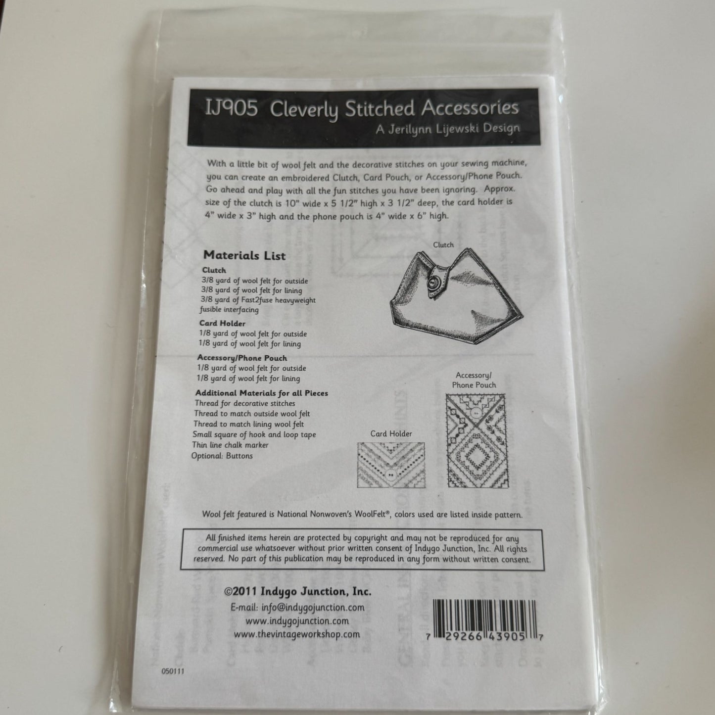 Indygo Junction Sewing Pattern IJ905 Cleverly Stitched Cases Clutch Phone Pouch