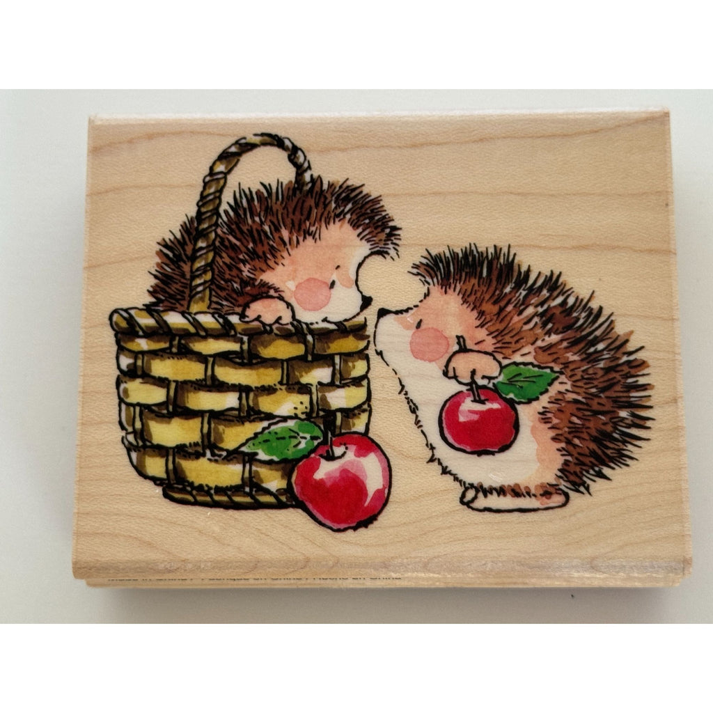 Penny Black Rubber Stamp Hedgehog Basket Apple Love Fruit Friendship Card Making