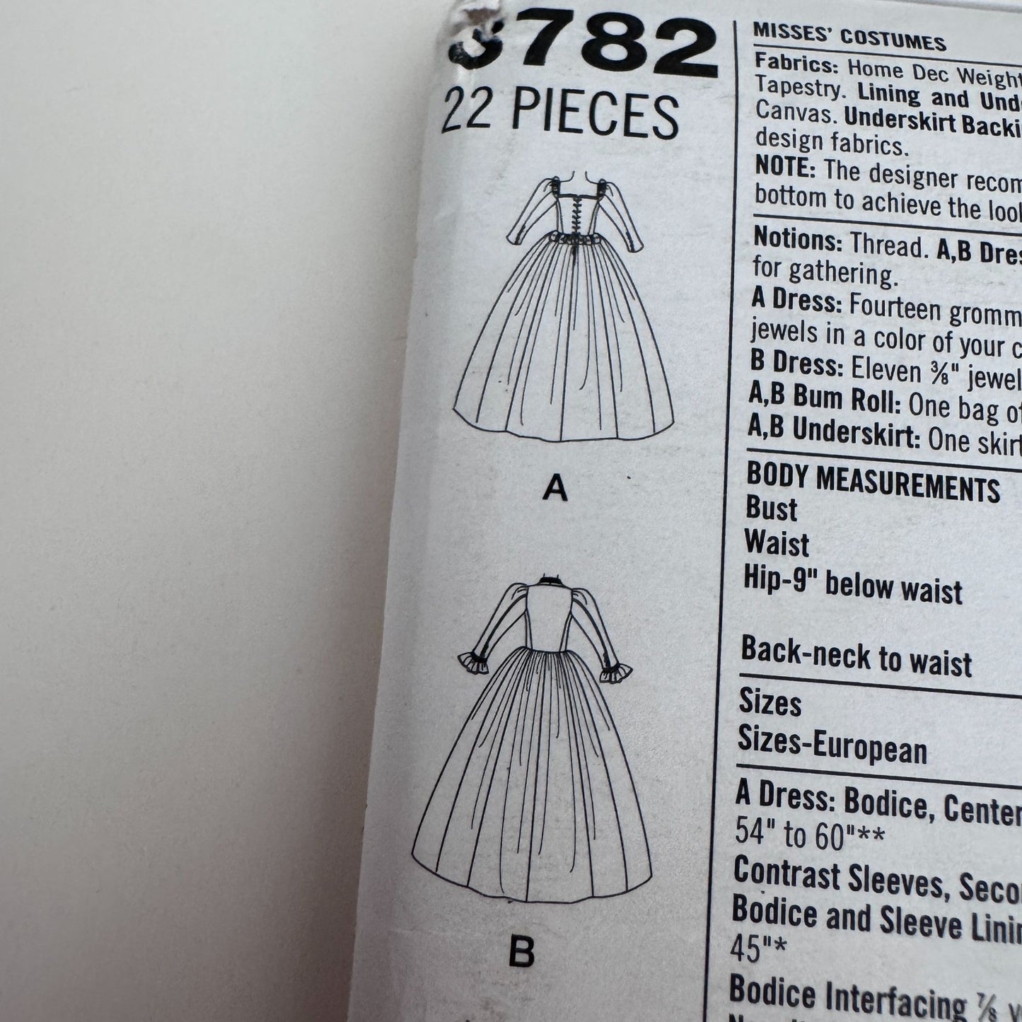 Simplicity Sewing Pattern 3782 Elizabethan Costume Tudor Gown Dress 14-20 Andrea Schewe Uncut Historical