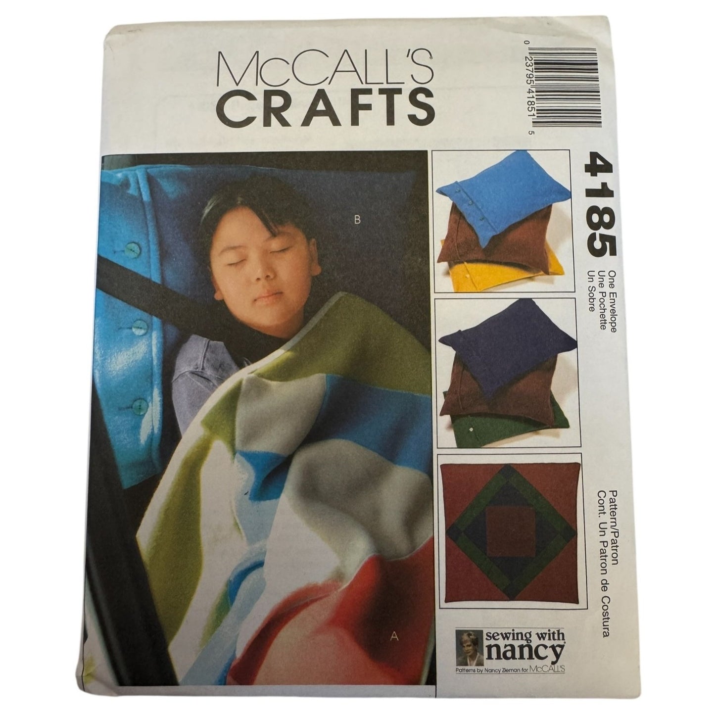 McCalls Sewing Pattern 4185 Lap Quilt Fleece Blanket Pillow Case Kids Travel UC
