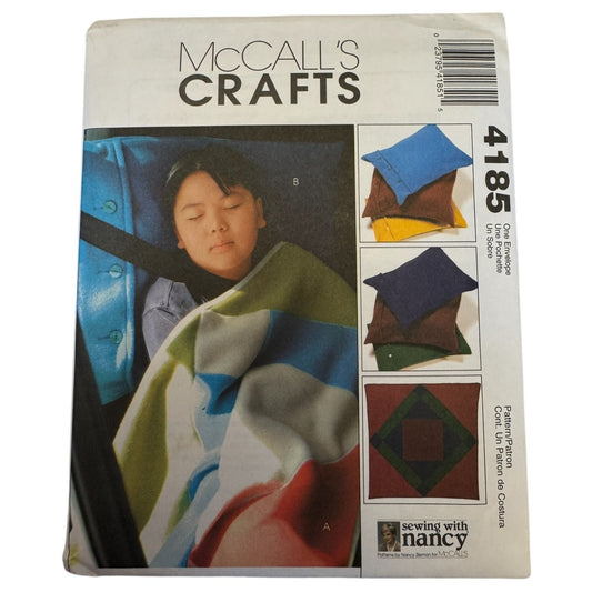 McCalls Sewing Pattern 4185 Lap Quilt Fleece Blanket Pillow Case Kids Travel UC