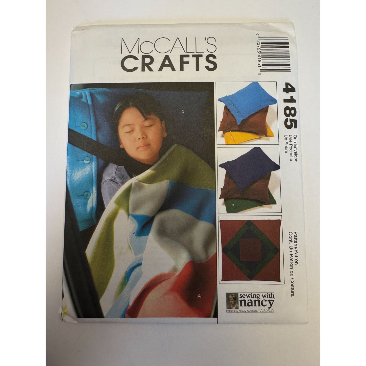 McCalls Sewing Pattern 4185 Lap Quilt Fleece Blanket Pillow Case Kids Travel UC