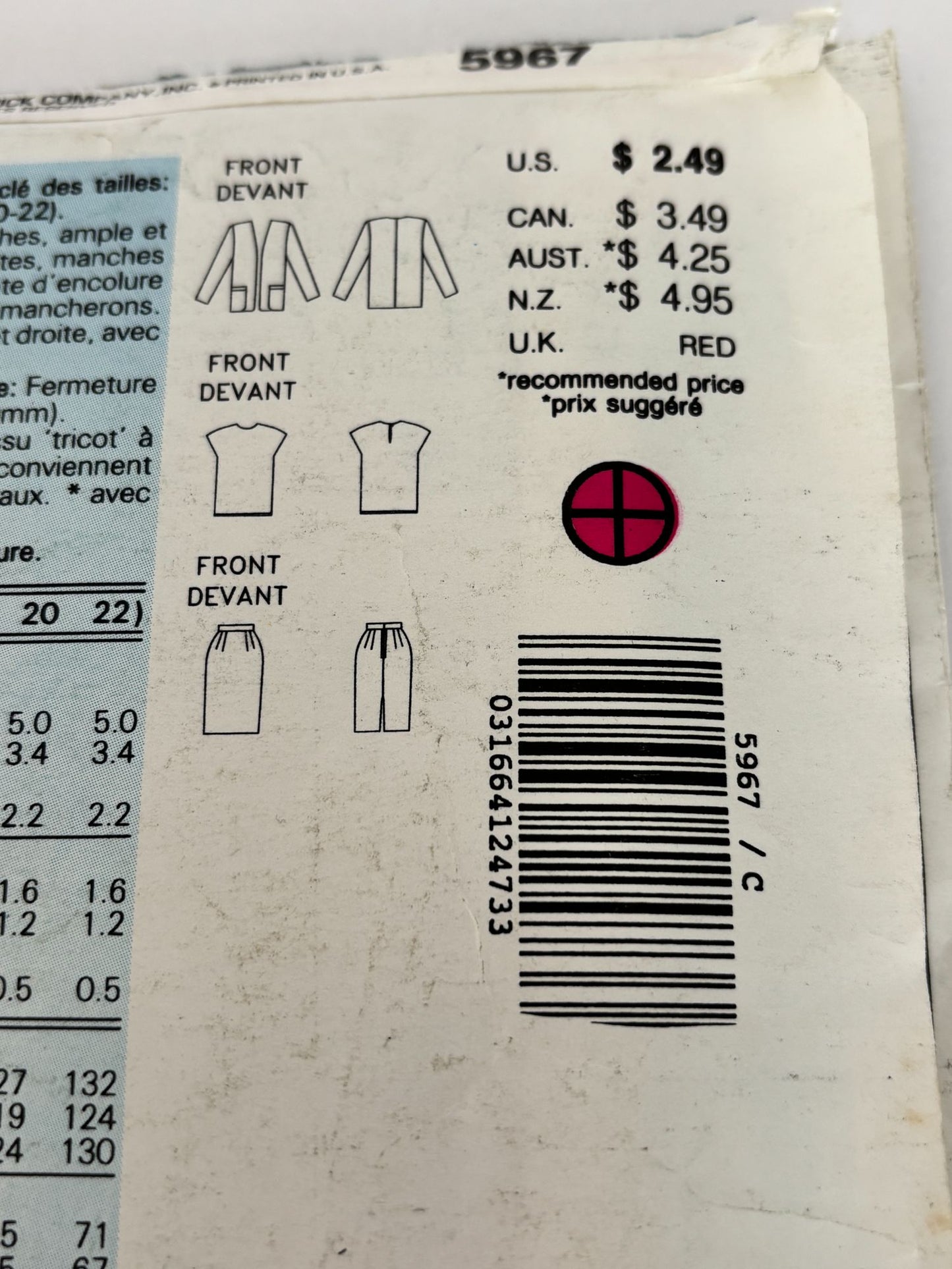 Butterick Sewing Pattern 5967 Misses Jacket Skirt Top Career Work UC Sz 18 20 22
