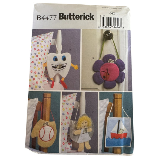 Butterick B4477 Tooth Fairy Pillow Sewing Pattern Dentist Baseball Glove Doll Flower