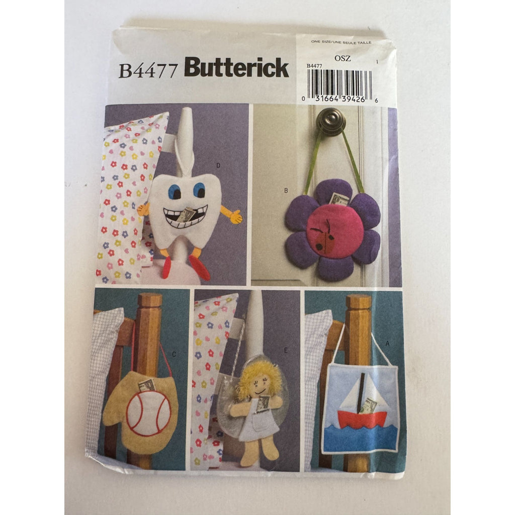 Butterick B4477 Tooth Fairy Pillow Sewing Pattern Dentist Baseball Glove Doll Flower