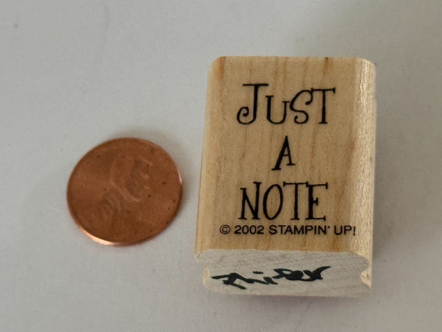 Stampin Up Rubber Stamp Just a Note Card Making Words Sentiment Snail Mail Wood